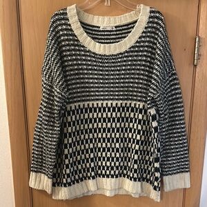 Lavand Women’s Checkered Sweater Black Cream Size Medium